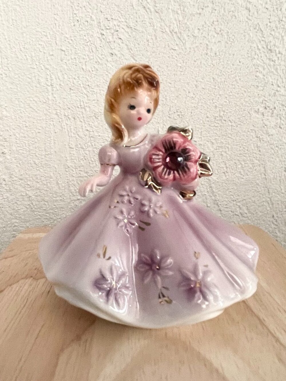 Vintage Josef Originals February Amethyst Birthstone Figurine - Mint Condition
